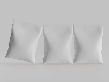 Atıştırmalık için kağıt kraft paketlemesi Gri arkaplanda izole edilmiş 3d çizim çizimi