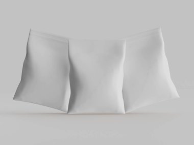 Atıştırmalık için kağıt kraft paketlemesi Gri arkaplanda izole edilmiş 3d çizim çizimi