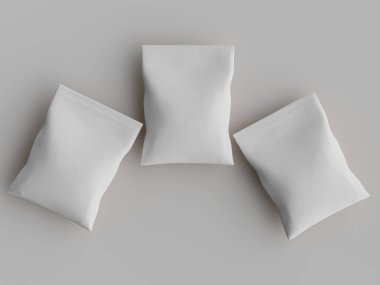 Atıştırmalık için kağıt kraft paketlemesi Gri arkaplanda izole edilmiş 3d çizim çizimi