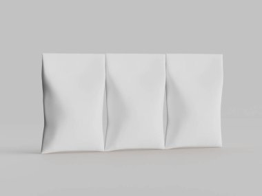 Atıştırmalık için kağıt kraft paketlemesi Gri arkaplanda izole edilmiş 3d çizim çizimi
