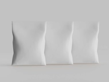 Atıştırmalık için kağıt kraft paketlemesi Gri arkaplanda izole edilmiş 3d çizim çizimi