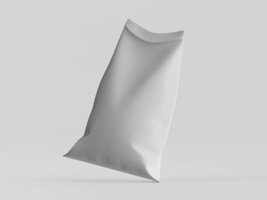 Çuval ambalajlama kahverengi renk 3d resim çizimi gri arkaplan üzerinde izole