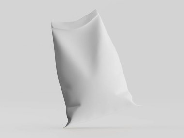 Çuval ambalajlama kahverengi renk 3d resim çizimi gri arkaplan üzerinde izole