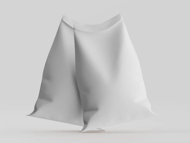 Çuval ambalajlama kahverengi renk 3d resim çizimi gri arkaplan üzerinde izole