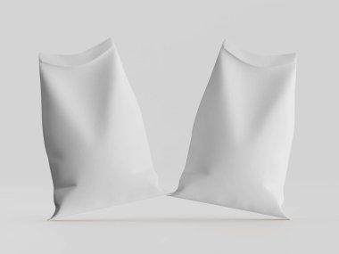 Çuval ambalajlama kahverengi renk 3d resim çizimi gri arkaplan üzerinde izole