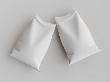 Çuval ambalajlama kahverengi renk 3d resim çizimi gri arkaplan üzerinde izole