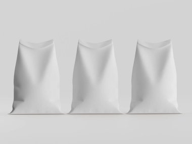 Çuval ambalajlama kahverengi renk 3d resim çizimi gri arkaplan üzerinde izole