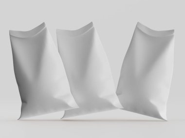 Çuval ambalajlama kahverengi renk 3d resim çizimi gri arkaplan üzerinde izole