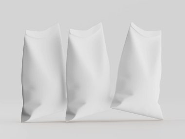 Çuval ambalajlama kahverengi renk 3d resim çizimi gri arkaplan üzerinde izole