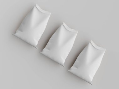 Çuval ambalajlama kahverengi renk 3d resim çizimi gri arkaplan üzerinde izole