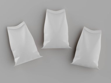 Çuval ambalajlama kahverengi renk 3d resim çizimi gri arkaplan üzerinde izole