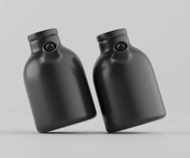 Modern minimalist bir tasarıma sahip gösterişli, mat siyah bir seramik sürahi. Yumuşak kıvrımlı silindirik bir gövdesi, sağlam bir sapı ve kendine özgü açılı bir çıkıntısı vardır.