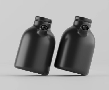 Modern minimalist bir tasarıma sahip gösterişli, mat siyah bir seramik sürahi. Yumuşak kıvrımlı silindirik bir gövdesi, sağlam bir sapı ve kendine özgü açılı bir çıkıntısı vardır.