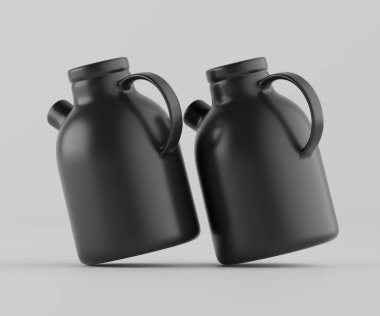 Modern minimalist bir tasarıma sahip gösterişli, mat siyah bir seramik sürahi. Yumuşak kıvrımlı silindirik bir gövdesi, sağlam bir sapı ve kendine özgü açılı bir çıkıntısı vardır.