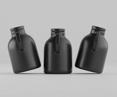 Modern minimalist bir tasarıma sahip gösterişli, mat siyah bir seramik sürahi. Yumuşak kıvrımlı silindirik bir gövdesi, sağlam bir sapı ve kendine özgü açılı bir çıkıntısı vardır.