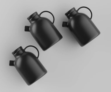 Modern minimalist bir tasarıma sahip gösterişli, mat siyah bir seramik sürahi. Yumuşak kıvrımlı silindirik bir gövdesi, sağlam bir sapı ve kendine özgü açılı bir çıkıntısı vardır.