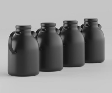 Modern minimalist bir tasarıma sahip gösterişli, mat siyah bir seramik sürahi. Yumuşak kıvrımlı silindirik bir gövdesi, sağlam bir sapı ve kendine özgü açılı bir çıkıntısı vardır.