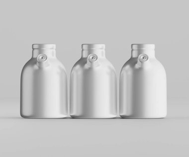 Minimalist Siyah Seramik Sürahi Saplı ve Yan Ağızlı Beyaz Renkli 3d resimleme Gri arkaplanda izole