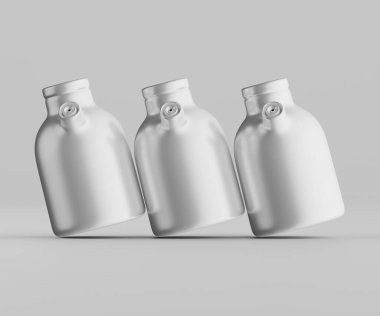 Minimalist Siyah Seramik Sürahi Saplı ve Yan Ağızlı Beyaz Renkli 3d resimleme Gri arkaplanda izole