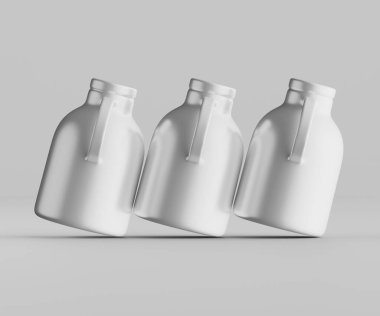 Minimalist Siyah Seramik Sürahi Saplı ve Yan Ağızlı Beyaz Renkli 3d resimleme Gri arkaplanda izole