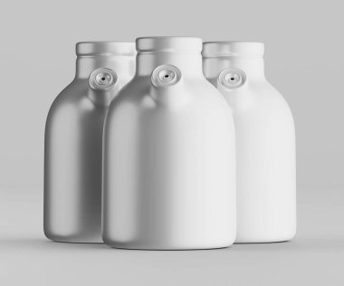 Minimalist Siyah Seramik Sürahi Saplı ve Yan Ağızlı Beyaz Renkli 3d resimleme Gri arkaplanda izole