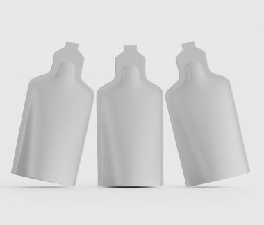 Görüntü, tarafsız bir arkaplanda özdeş, soyut şekilli üç konteynırdan oluşan bir koleksiyon sergiliyor. Nesneler, dinamik bir bileşim yaratmak için biraz farklı açılarda konumlandırılmışlardır. Işıklandırma yumuşak ve eşit görünüyor.