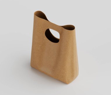 Yüksek açılı, açık bej bir çanta dolusu. Çantanın sapı kıvrımlı ve ortasında kesik olan basit bir tasarımı var. Kumaş pürüzsüz ve esnek görünüyor, ince bir dokusu var. Aydınlatma eşit, önemli bir döküm yok