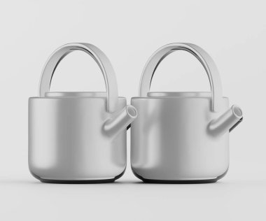 Bir stüdyo ortamında üç modern sulama kutusu gösteriliyor. Teneke kutuların açık gri, metalik bir görünüşü var..