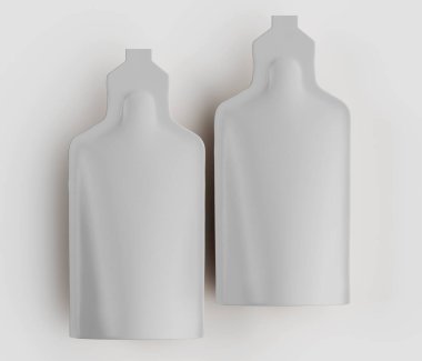 İki soyut, minimalist nesne, katı beyaz bir arkaplanda sunuluyor. Şekiller öncelikle gri renktedir, yumuşak, yuvarlak şekiller ve ince dokular sergilenir. Kompozisyon genel ışıklandırma, döküm genine sahiptir