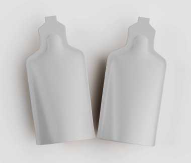 İki stil sahibi, soyut figür, temiz ve tarafsız bir arkaplanda sunuluyor. Şekiller soluk gri renkte, pürüzsüz, kıvrımlı yüzeyler ve minimalist bir estetik sergiliyor. Aydınlatma bile yumuşak gölgeler yaratıyor. 