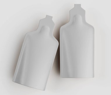 Görüntü, saf beyaz bir arkaplana karşı düzenlenmiş nötr gri bir renge sahip üç özdeş şekilli nesneyi içeriyor. Bu kompozisyon nesnelerin biçimlerini vurguluyor, bu da minimalist ya da kavramsal estetik olduğunu gösteriyor. Yumuşak, dağınık ışık kalıpları.