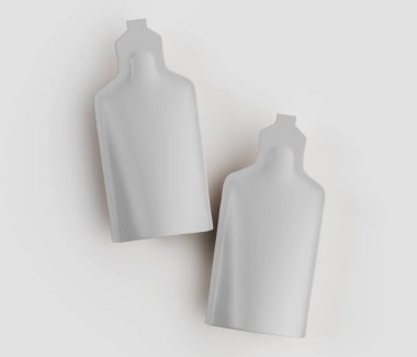 Görüntü düz bir arkaplan üzerinde aynı iki konteynırı gösteriyor. Konteynırlarda, pürüzsüz yüzeyler ve nötr tek renkli renk paletiyle karakterize edilmiş minimalist bir tasarım sergileniyor. Aydınlatma düzgün ve dağınık, çok az gölge bırakıyor.
