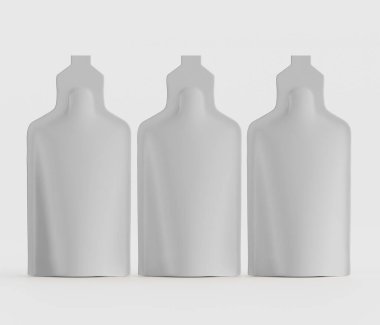 Görüntü, nötr bir arkaplana karşı yatay sırada dizilmiş üç özdeş ürün ambalaj modelini gösteriyor. Genel tasarım temiz, minimalist bir estetik içeriyor ve ürünün biçimini vurguluyor. Pürüzsüz yüzey ve yumuşak gra