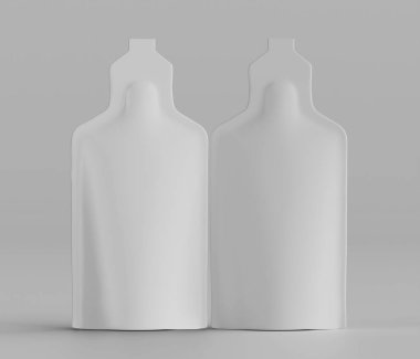 İki benzer konteynır, sağlam ve tarafsız bir arkaplanda yan yana duruyor. Büyük olasılıkla ambalaj amaçlı olan damarlar yuvarlak vücutlu ve kendine özgü üstleri olan simetrik bir tasarıma sahiptir. Pürüzsüz, beyaz yüzeyler çevreyi yansıtıyor.