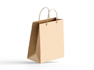 Alışveriş poşeti kahverengi, 3D resim çizimi 