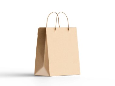 Alışveriş poşeti kahverengi, 3D resim çizimi 