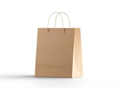 Alışveriş poşeti kahverengi, 3D resim çizimi 