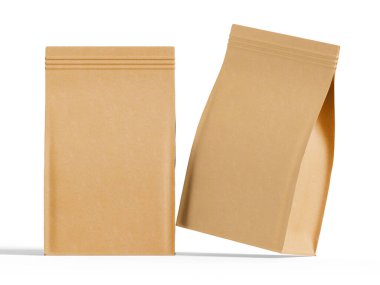 Gerçekçi 3d renkte paketleme kahverengi rengi beyaz arkaplanda izole edildi