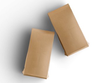 Gerçekçi 3d renkte paketleme kahverengi rengi beyaz arkaplanda izole edildi