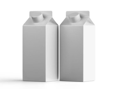 Gerçekçi dikdörtgen süt beyaz renk 3D resimleme