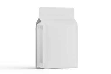 Beyaz arkaplan üzerinde izole edilmiş çanta paketleme modeli beyaz renk 3d resimleme