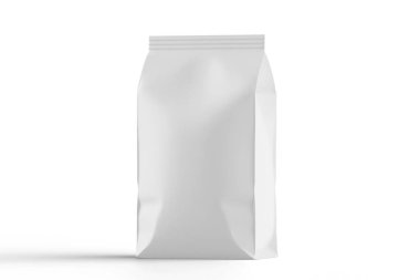 Beyaz arkaplan üzerinde izole edilmiş çanta paketleme modeli beyaz renk 3d resimleme