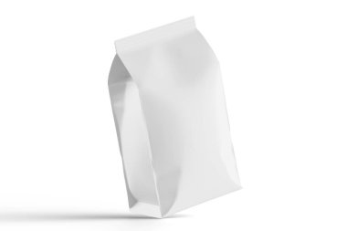 Beyaz arkaplan üzerinde izole edilmiş çanta paketleme modeli beyaz renk 3d resimleme