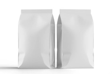 Beyaz arkaplan üzerinde izole edilmiş çanta paketleme modeli beyaz renk 3d resimleme