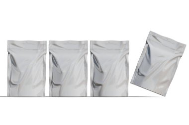 Beyaz arkaplan üzerinde izole edilmiş çanta paketleme modeli beyaz renk 3d resimleme