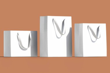 Alışveriş torbası beyaz renk 3D resimleme