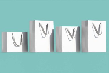 Alışveriş torbası beyaz renk 3D resimleme