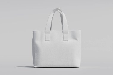Gerçekçi totebag beyaz renk 3d görüntüleme beyaz arkaplan üzerinde izole