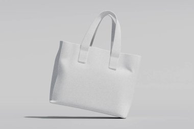 Gerçekçi totebag beyaz renk 3d görüntüleme beyaz arkaplan üzerinde izole