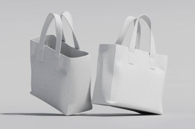 Gerçekçi totebag beyaz renk 3d görüntüleme beyaz arkaplan üzerinde izole